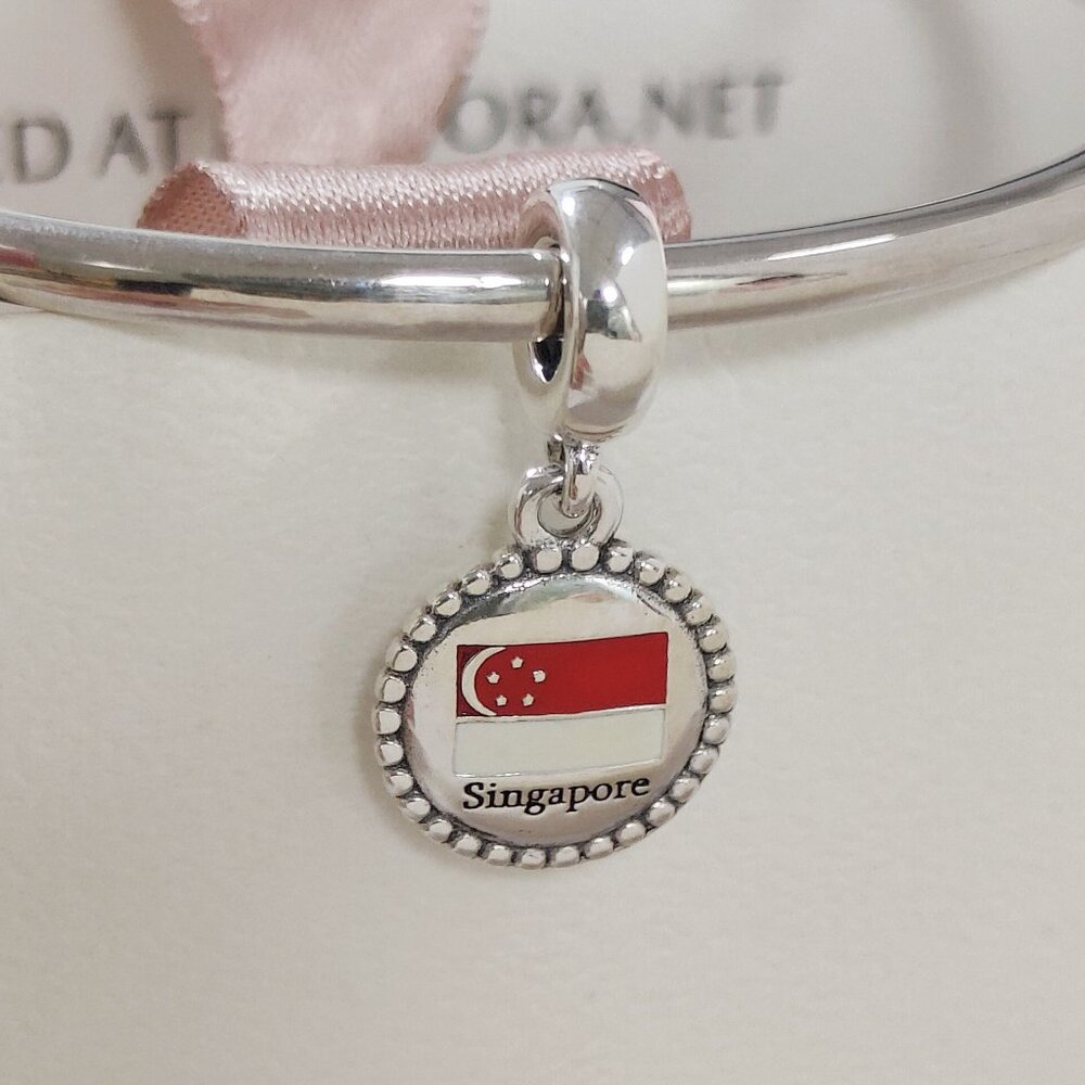 Pandora Singapore Flag Dangle Charm S925 Silver with box